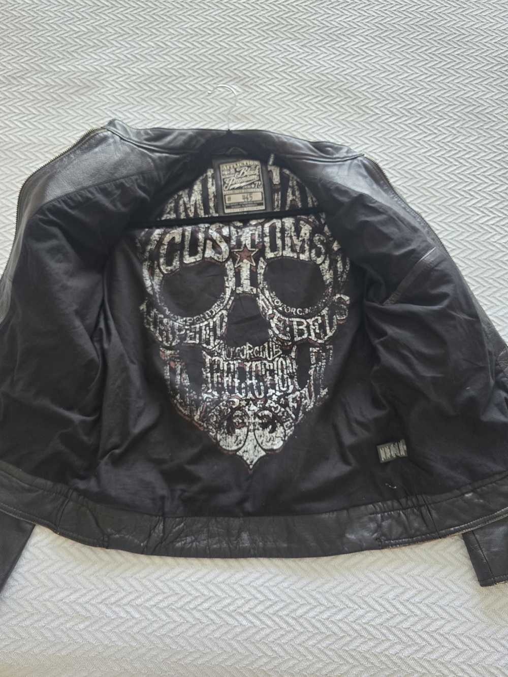 Affliction Dark Brown Embossed Leather Bomber Jacket. Limited Edition - Picture 15 of 15